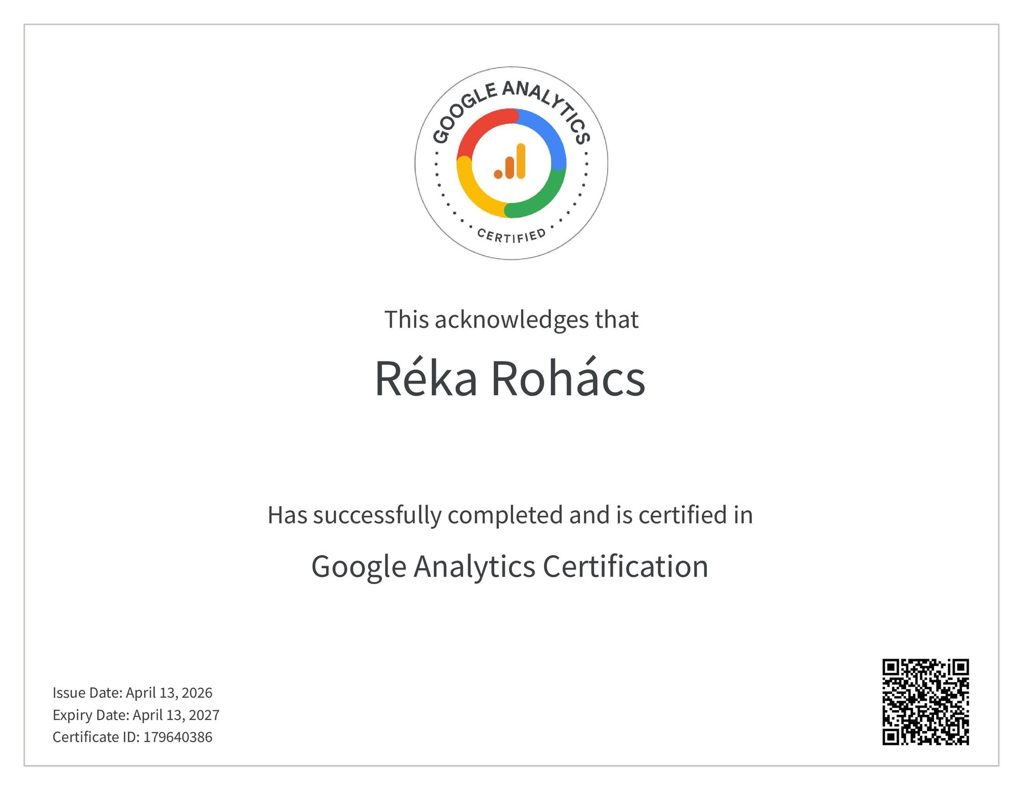 google analytics cert
